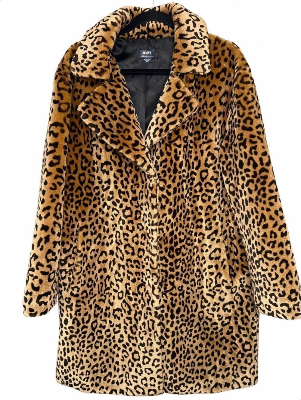Maeve by Anthropologie Animal Print Faux Fur Coat Women's Size M